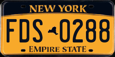 NY license plate FDS0288