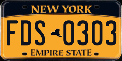 NY license plate FDS0303
