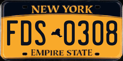 NY license plate FDS0308