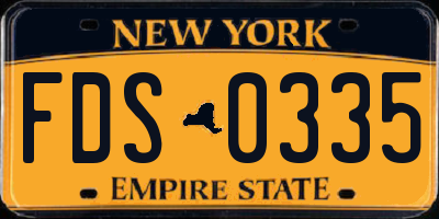 NY license plate FDS0335