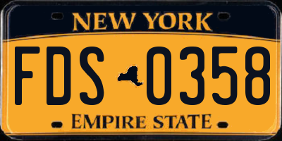 NY license plate FDS0358