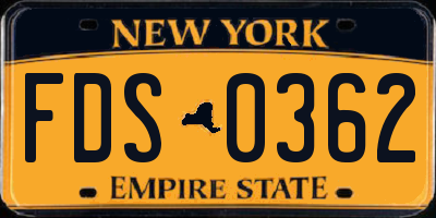 NY license plate FDS0362