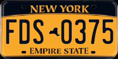 NY license plate FDS0375