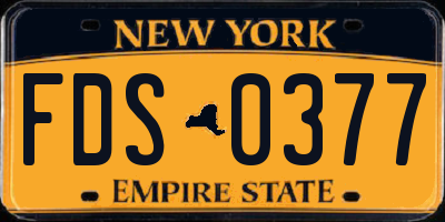 NY license plate FDS0377