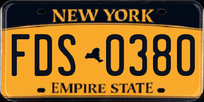 NY license plate FDS0380