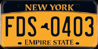 NY license plate FDS0403