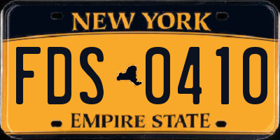 NY license plate FDS0410