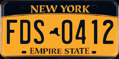 NY license plate FDS0412
