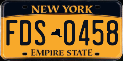 NY license plate FDS0458