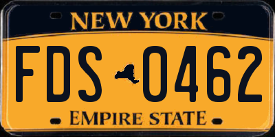 NY license plate FDS0462