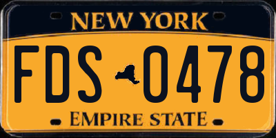 NY license plate FDS0478