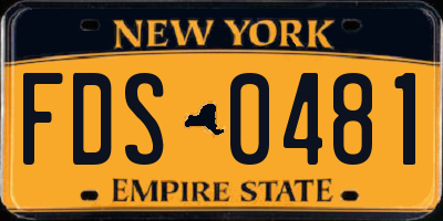 NY license plate FDS0481