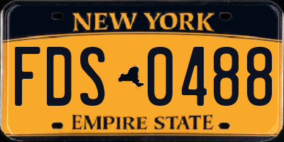 NY license plate FDS0488