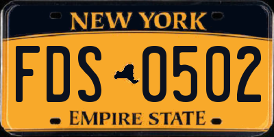 NY license plate FDS0502