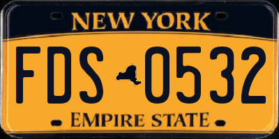 NY license plate FDS0532