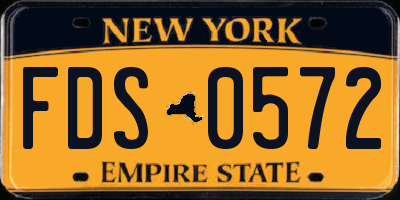 NY license plate FDS0572