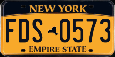 NY license plate FDS0573