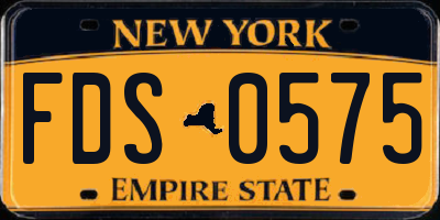 NY license plate FDS0575