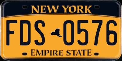 NY license plate FDS0576