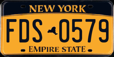 NY license plate FDS0579