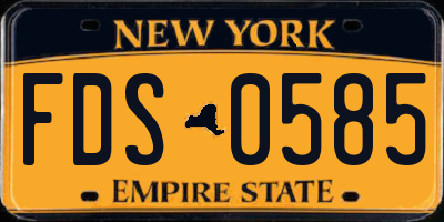 NY license plate FDS0585