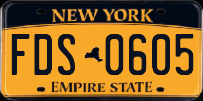 NY license plate FDS0605