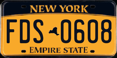 NY license plate FDS0608