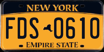 NY license plate FDS0610