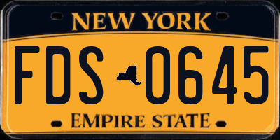 NY license plate FDS0645
