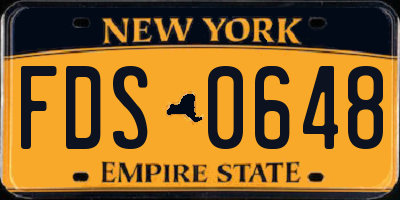 NY license plate FDS0648