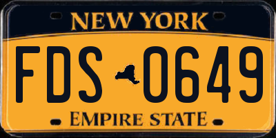 NY license plate FDS0649
