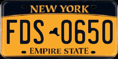 NY license plate FDS0650