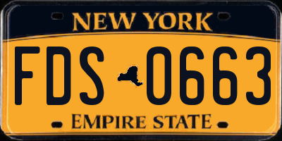 NY license plate FDS0663