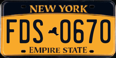 NY license plate FDS0670