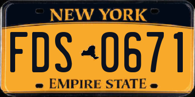 NY license plate FDS0671