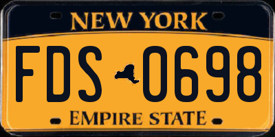 NY license plate FDS0698