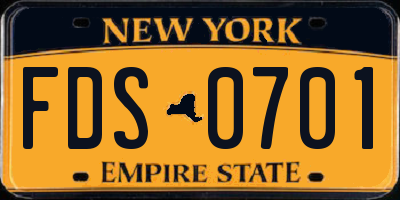 NY license plate FDS0701