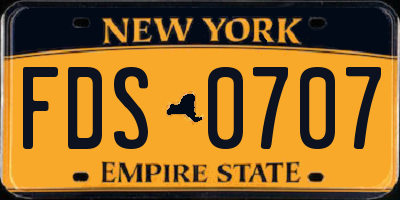 NY license plate FDS0707