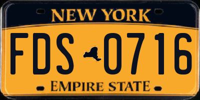 NY license plate FDS0716