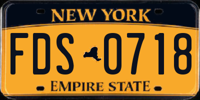 NY license plate FDS0718
