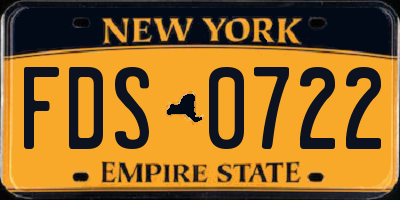 NY license plate FDS0722