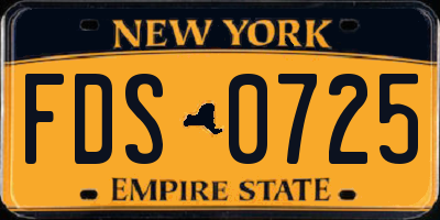 NY license plate FDS0725