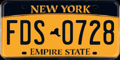 NY license plate FDS0728