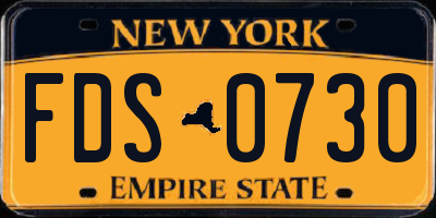 NY license plate FDS0730