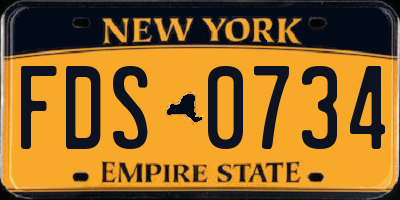 NY license plate FDS0734