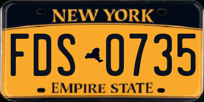NY license plate FDS0735