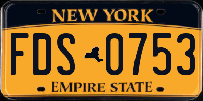 NY license plate FDS0753