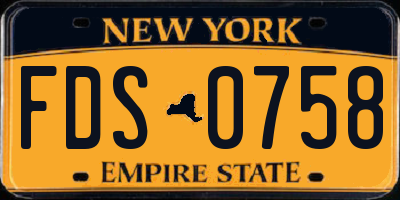 NY license plate FDS0758