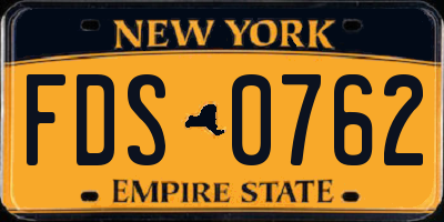 NY license plate FDS0762