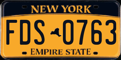 NY license plate FDS0763